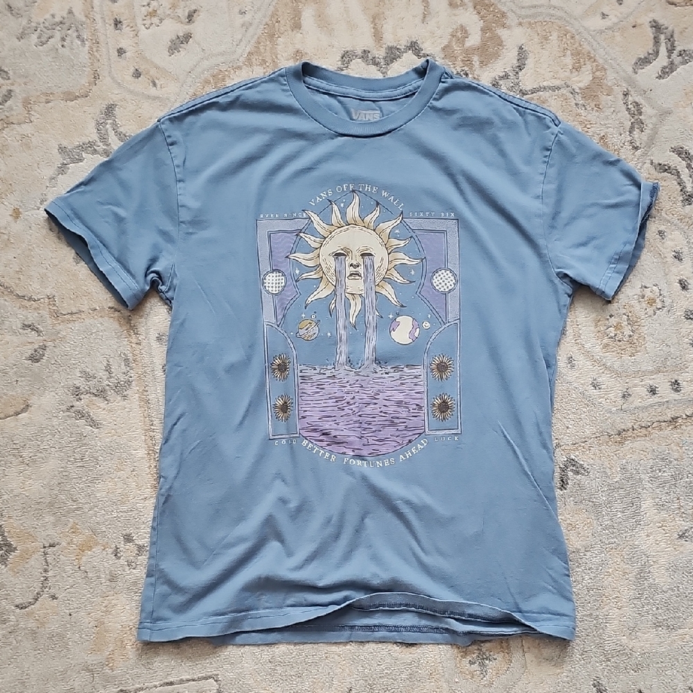 Vans Blue Celestial Graphic Short Sleeve Tee Size Xs Unisex For Sure